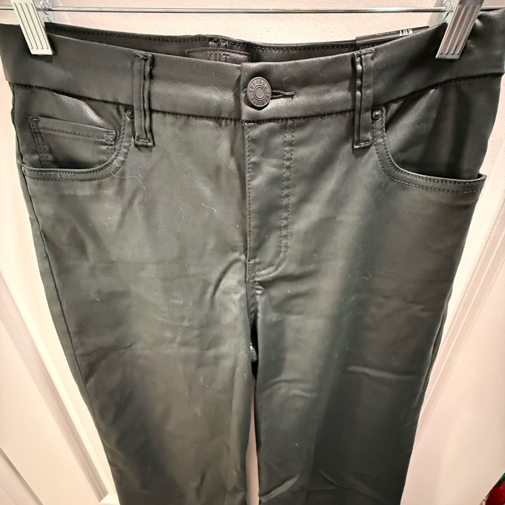 NWT Kut Dark Green Leather Straight Pants